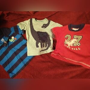 Carter's Kids Dinosaur and Sports Themed Shirts - Red, Green, Blue